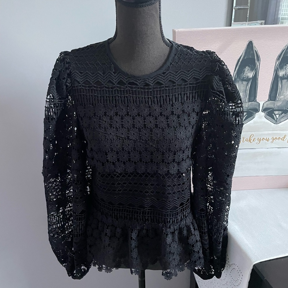 Express Elegant Black Lace Top